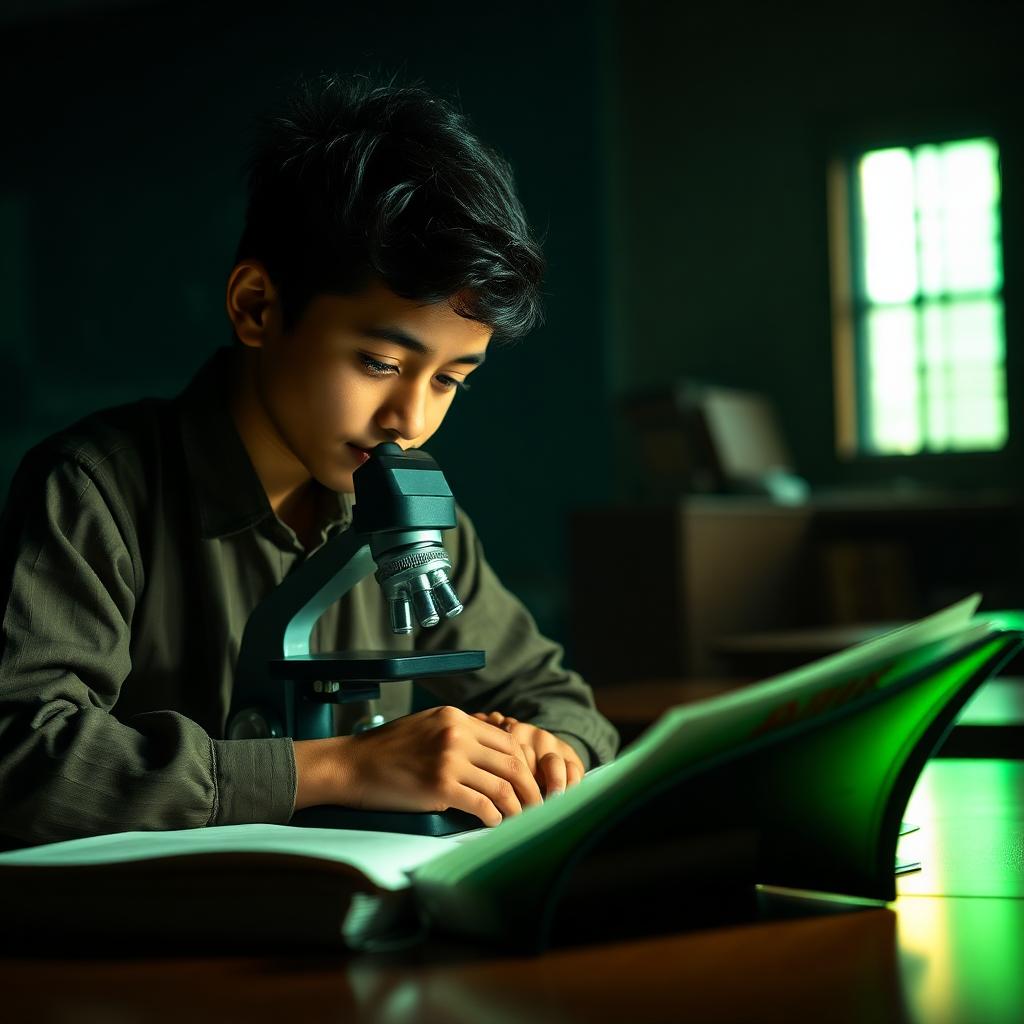 Glowing handwritten notes and flashcards spread on a desk